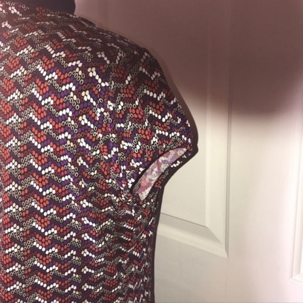 Worthington XL scoop neck white/purple/red bubble chevron design stretch top - Picture 6 of 8